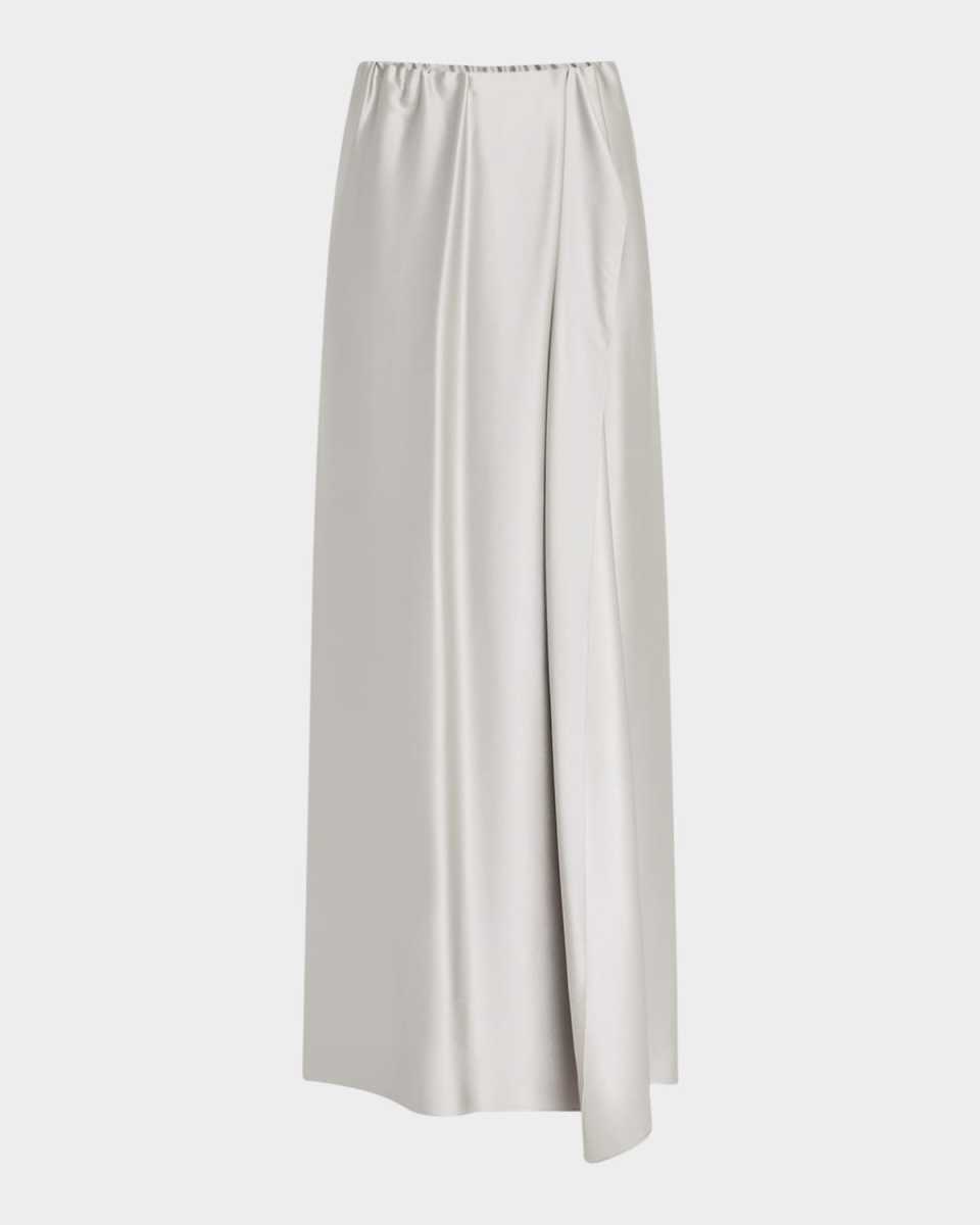 Double Silk Satin Maxi Wrap Skirt